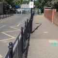 Footstep markings on pavement outside a school Footstep markings on pavement outside a school